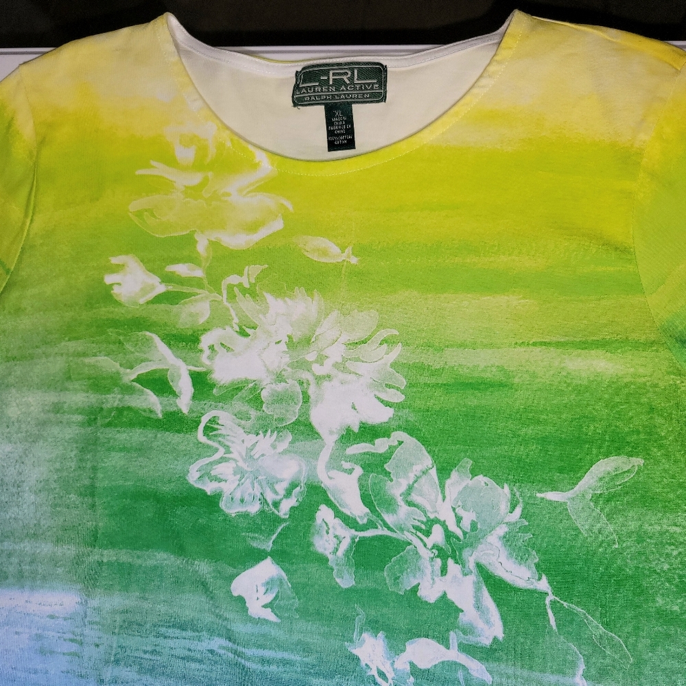 Ralph Lauren L-RL Active Womens Long Sleeve Floral Pullover Top Colorful Size XL - Picture 7 of 14